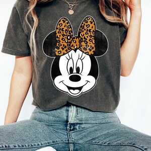 Disney Mickey And Friends Minnie Mouse Leopard Bow Portrait Shirt, Disneyland Trip Family Matching Outfits, Magic Kingdom Shirt image 4