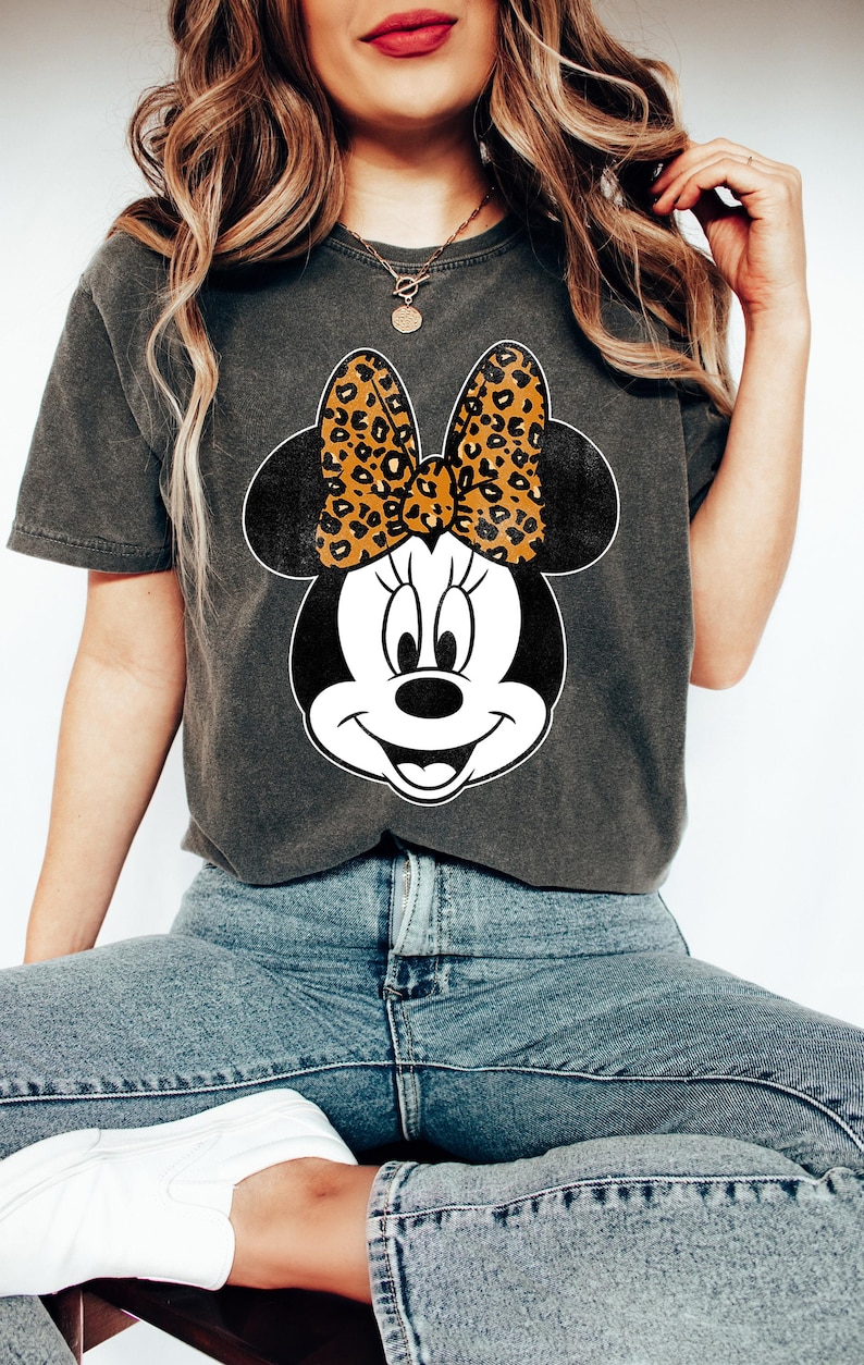 Disney Mickey And Friends Minnie Mouse Leopard Bow Portrait Shirt, Disneyland Trip Family Matching Outfits, Magic Kingdom Shirt image 4