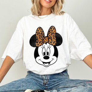Disney Mickey And Friends Minnie Mouse Leopard Bow Portrait Shirt, Disneyland Trip Family Matching Outfits, Magic Kingdom Shirt image 3