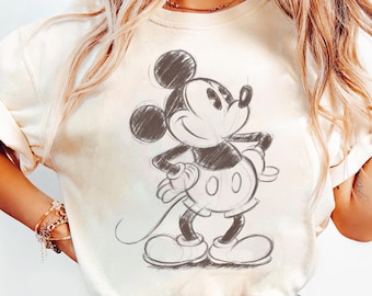 Disney Mickey Mouse Sketch Portrait T-Shirt, Mickey and Friends Shirt, Magic Kingdom Shirt, Disneyland Trip Family Outfits,Walt Disney World