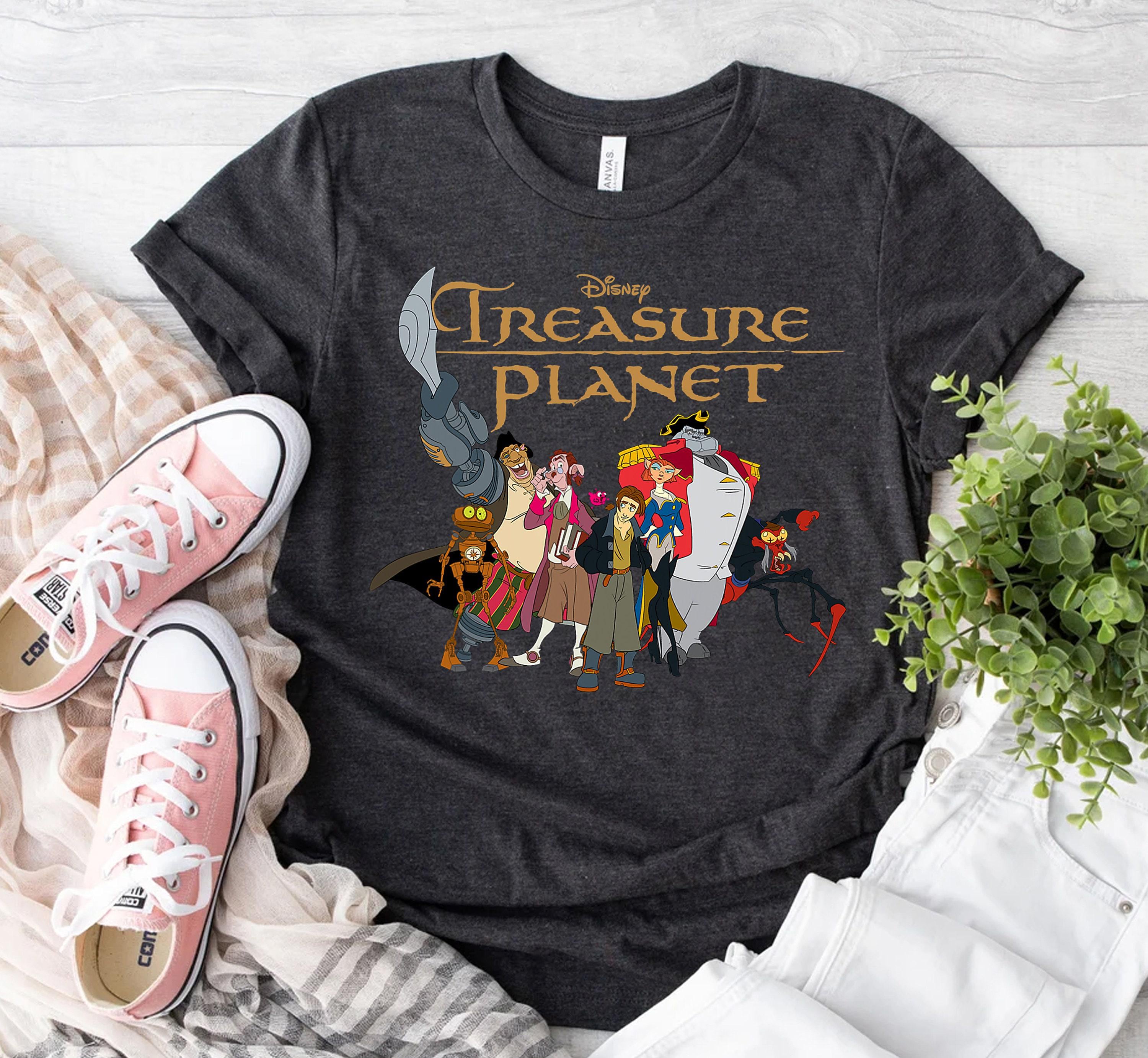 ディズニー・トレジャープラネットのロゴとキャラクターのTシャツ