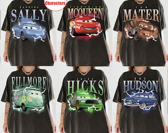 Disney Bootleg Cars Characters Lightning McQueen Tow Mater Hudson Shirt, Disney Car Movie Vintage Bootleg Tee, Disneyland Matching Outfits
