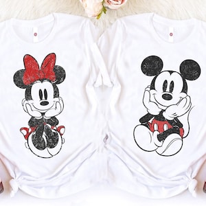 Disney Mickey and Minnie Mouse Classic Sitting T-Shirt, Disney Couples shirt, Mickey and Friends Shirt, Disneyland Party Matching Outfits