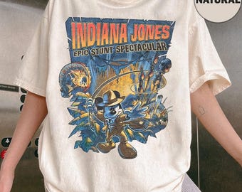 Vintage 90s Disney Indiana Jones Epic Stunt Spectacular Shirt, Disney Mickey and Friends Shirt, Disney's Hollywood Studios Matching Outfits