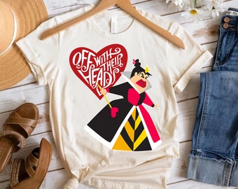Disney Alice in Wonderland Queen of Hearts Off with Their Heads T-Shirt, Disneyland Trip Family Matching Outfits, Magic Kingdom Shirt