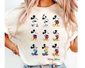 Camiseta de Mickey Mouse de Disney a través de los años, Camiseta con la pose clásica de Mickey Mouse, Camiseta de Magic Kingdom, Conjuntos familiares para un viaje a Disneyland