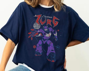 Camiseta retro de metal con póster de Buzz Lightyear, de Toy Story de Disney Pixar, Emperador Zurg, camiseta vintage con retrato de Buzz Lightyear, viaje a Disneyland 2026