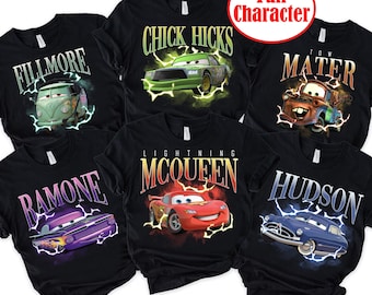 Disney Bootleg Cars Characters Lightning McQueen Tow Mater Hudson Shirt, Disney Car Movie Vintage Bootleg Tee, Disneyland Matching Outfits