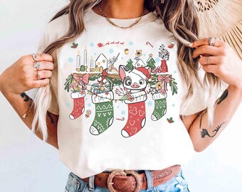 Disney Moana Hei Hei And Pua Christmas Stocking Shirt, Princess Moana Hei Hei Pua Christmas Shirt, Disneyland Holiday Trip Family Shirt