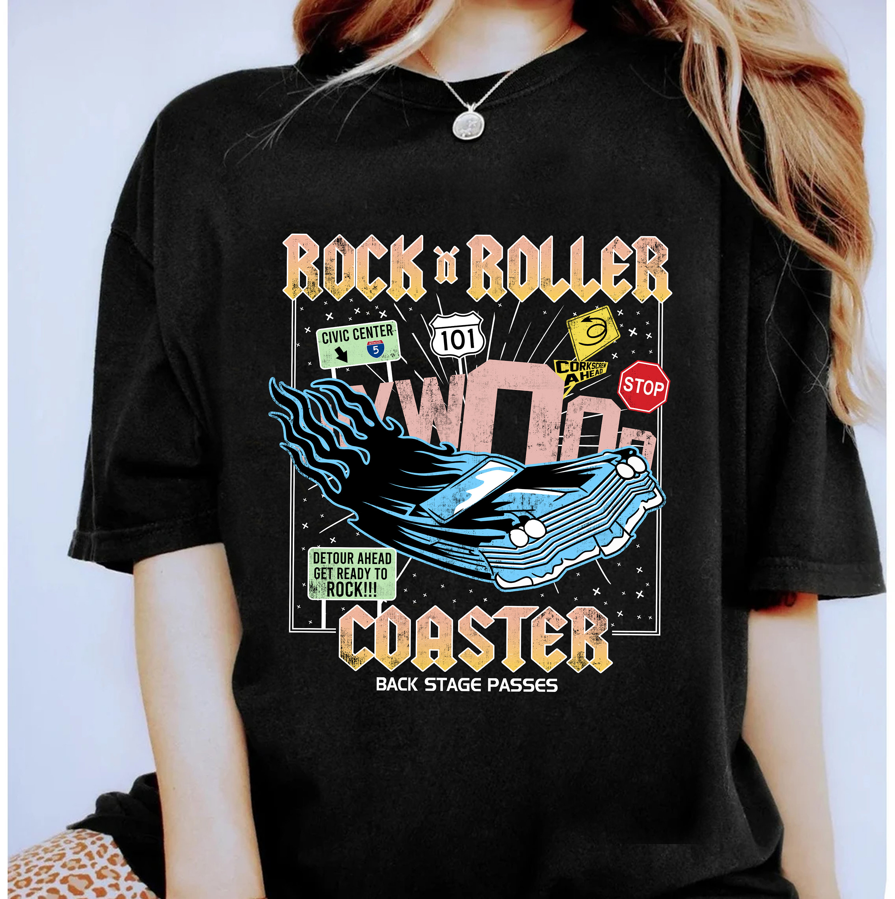 デッドストック　ビンテージ　ディズニー　ロックンローラーコースター　Tシャツ 海外限定DisneyディズニーTシャツロックンローラー・コースター