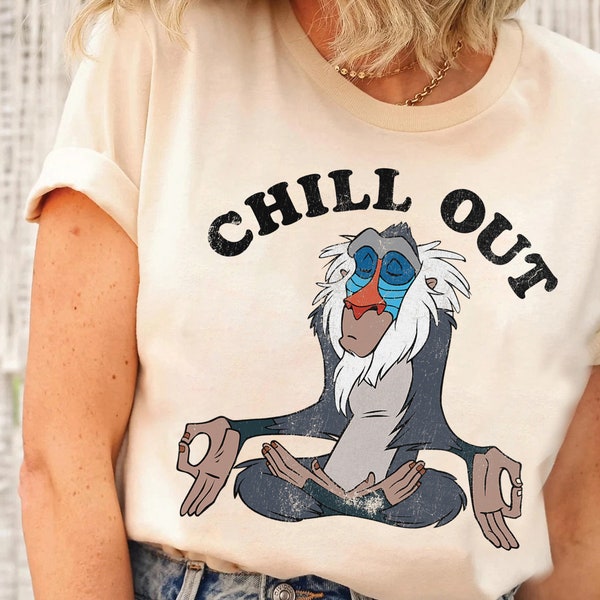 Disney Lion King Rafiki Chill Out Meditation Graphic T-Shirt, Rafiki Shirt, Disneyland Trip Family Matching Outfits, Magic Kingdom Shirt