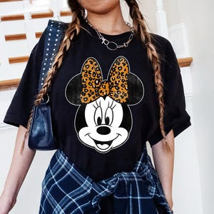 Disney Mickey And Friends Minnie Mouse Leopard Bow Portrait Shirt, Disneyland Trip Family Matching Outfits, Magic Kingdom Shirt image 2