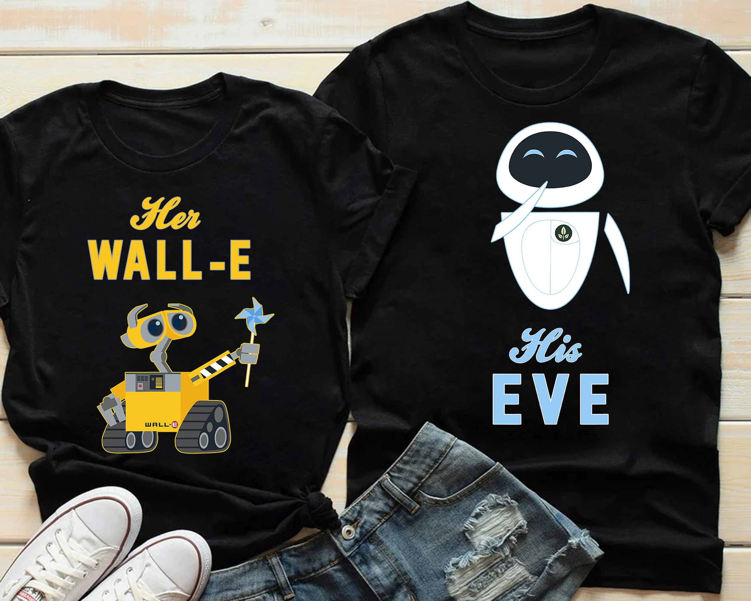【古着】WALL・E Tシャツ　Lサイズ　ピクサー ディズニー・ピクサー ウォーリーとイヴ ウォーリーとイヴのカップルT
