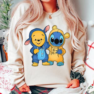 Disney Winnie The Pooh and Stitch Friends Costume T-shirt, Stitch Friends Cosplay Shirt, Lilo and Stitch, Disneyland Family Matching Shirt image 1
