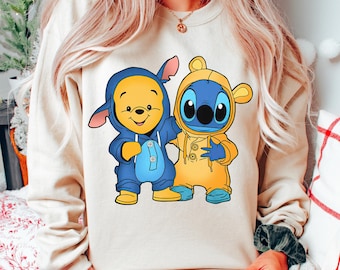 Disney Winnie The Pooh and Stitch Friends Costume T-shirt, Stitch Friends Cosplay Shirt, Lilo and Stitch, Disneyland Family Matching Shirt