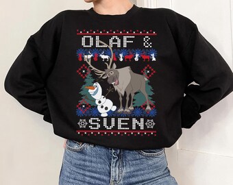 Disney Frozen Olaf and Sven Christmas Ugly Sweater Shirt, Disney Olaf Sven Christmas Shirt, Disneyland Christmas 2026 Family Matching Shirt
