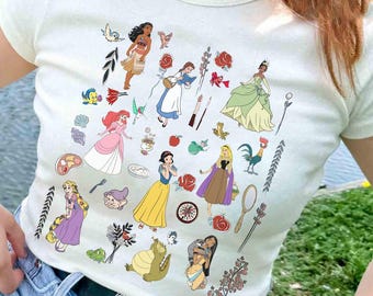 Disney Princess Icons Shirt, Princess Pocahontas Tiana Ariel Snow White Aurora Belle Shirt, Disney Princess Tour Tee, Disneyland Trip Tee