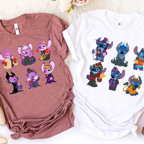 Disney Stitch and Angel Villains Shirt, Lilo and Stitch Costume Halloween Shirt, Stitch Costume Villains, Disneyland Matching Outfits Shirt