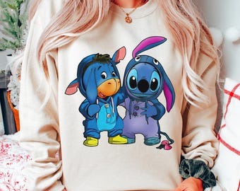 Camiseta de cosplay de Disney de Eeyore y Stitch, camiseta de Lilo y Stitch, camiseta de Magic Kingdom, camiseta a juego para la familia de Disneyland