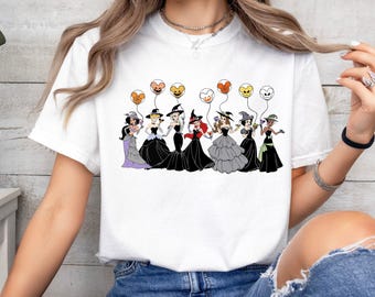 Maglietta vintage con palloncino di Halloween della principessa strega Disney, maglietta con costume da festa di Topolino non così spaventoso, maglietta coordinata di Halloween
