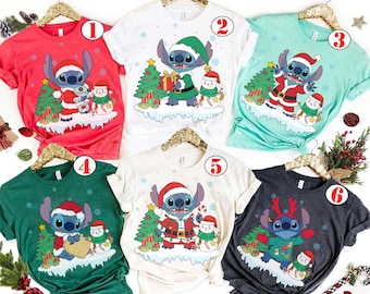 Disney Lilo and Stitch Christmas Lights T-Shirt, Santa Stitch Christmas Shirt, Disneyland Mickey's Very Merry Christmas Party Matching Tee