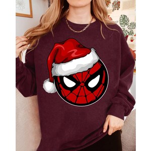 Marvel Santa Spider-Man Christmas Shirt, The Avengers Spider-Man Face Christmas Shirt, Disneyland Xmas Matching Shirt, Walt Disney World Tee image 4