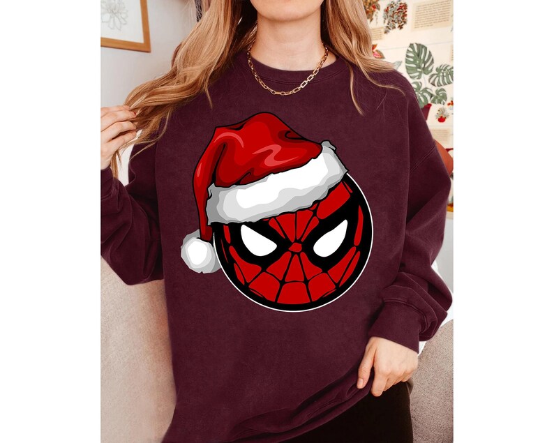Marvel Santa Spider-Man Christmas Shirt, The Avengers Spider-Man Face Christmas Shirt, Disneyland Xmas Matching Shirt, Walt Disney World Tee image 4