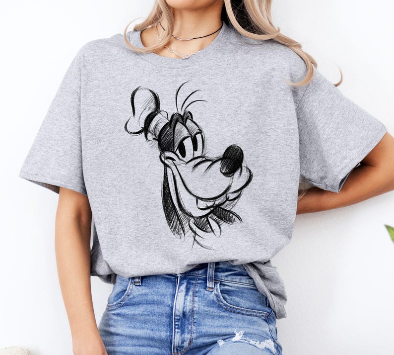 Disney A Goofy Movie Goofy Sketch Portrait T-Shirt, Disney Goofy Shirt, Disneyland Trip Family Matching Outfits, Magic Kingdom Shirt image 4