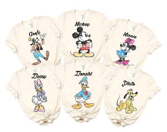 Disney Micky und Freunde Zeichen Gruppe Aquarell Shirt, Micky und Freunde Porträt Shirt, Magic Kingdom, Disneyland Reise Familien Outfit