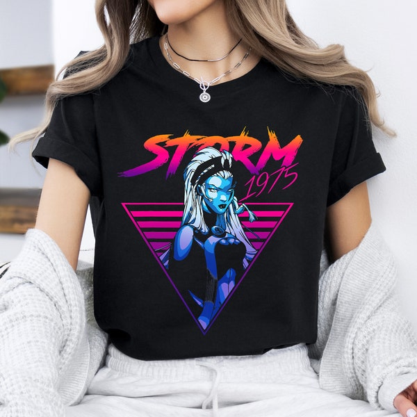 Marvel X-Men Storm 80's Retro Triangle Gradient T-Shirt, WDW Vacation Trip, Disneyland Family Party Gift 2024, Disneyland Trip Outfits