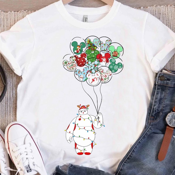Disney Big Hero Baymax Balloon kerstlichtshirt, Baymax kerstshirt, Big Hero 6 shirt, bijpassende Disneyland kerstreis