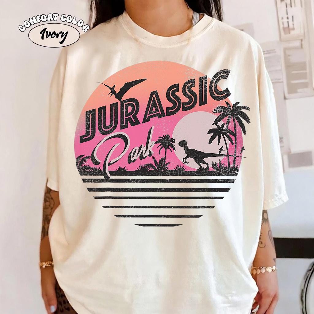ジュラシック・パーク レトロ 90年代恐竜シーンTシャツ、ジュラシック