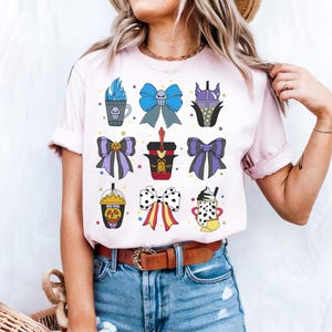 Retro Disney Villains Epcot Drinking Coquette Bows Shirt, Disney Villains Hades Cruella Evil Queen Maleficent Shirt, Disneyland Trip Shirt image 4