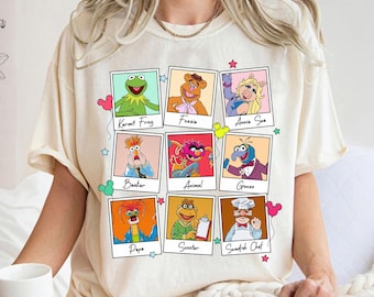 Chemise Photos personnage Disney Les Muppets, t-shirt ballon Photo Polaroid Muppets Kermit Fozzie Piggy Gonzo bécher, voyage Disneyland famille chemise