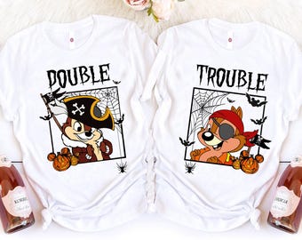 Maglietta coordinata di Halloween con i pirati di Cip e Ciop, ideale per feste di compleanno a tema Disney o gite in famiglia a Disneyland.