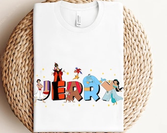 Aladdin Vintage Group Jasmine, Genie, Abu Custom T-shirts for Men