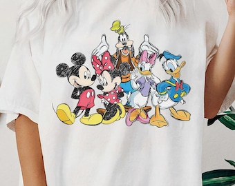 Camiseta con retrato de Mickey y sus amigos de Disney, camiseta con la pose clásica de Mickey, conjuntos familiares a juego de Disneyland, Magic Kingdom