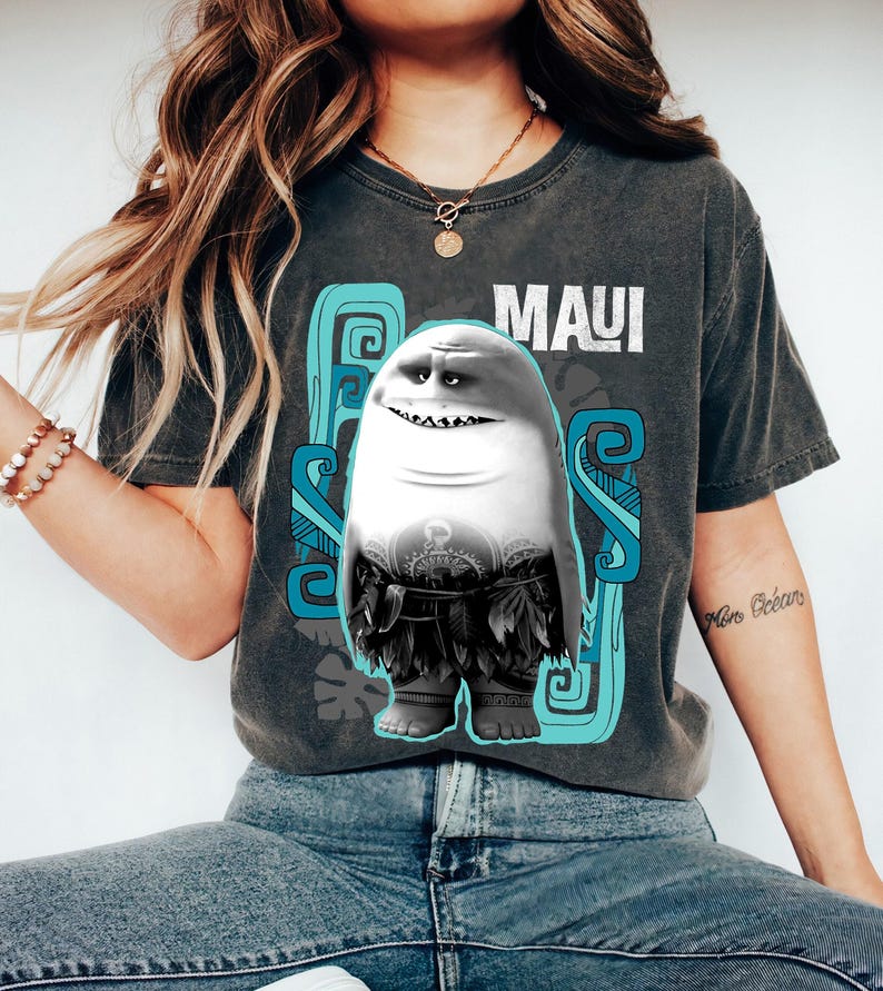 Disney Moana Maui Half Shark T-Shirt, Moana Maui Shirt, Maui Demigod Moana Shirt, Disneyland Family Matching Outfits, Disneyland Trip 2026 image 1