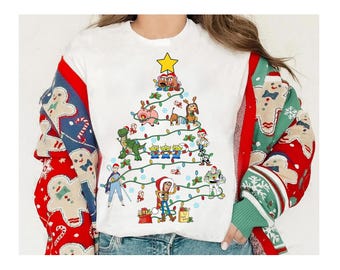 Camiseta de luces navideñas de Toy Story de Disney, Camiseta de luces navideñas de Toy Story, Camiseta de árbol de Navidad de Toy Story, Camiseta para viaje de Navidad a Disneyland