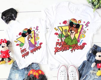 Retro Disney shirt Robin Hood en meid Marian Fox, shirt Disney paar, shirt Robin Hood 50e verjaardag, bijpassende outfit Disneyland Trip