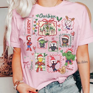 Camiseta navideña de Disney Spidey y sus increíbles amigos, camiseta navideña a juego de Marvel, camiseta de Walt Disney World, camiseta de viaje a Disneyland imagen 2