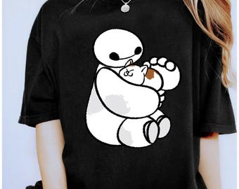 Disney Big Hero 6 Baymax Cat Cute Portrait T-Shirt, Big Hero 6 Shirt, Magic Kingdom Holiday Trip Tee, Disneyland Trip Family Matching Shirt