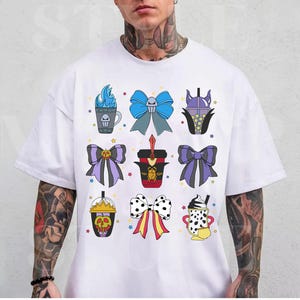 Retro Disney Villains Epcot Drinking Coquette Bows Shirt, Disney Villains Hades Cruella Evil Queen Maleficent Shirt, Disneyland Trip Shirt image 3