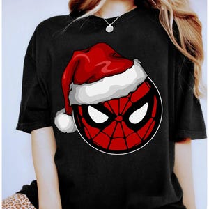 Marvel Santa Spider-Man Christmas Shirt, The Avengers Spider-Man Face Christmas Shirt, Disneyland Xmas Matching Shirt, Walt Disney World Tee image 1