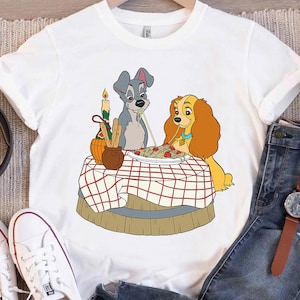 Disney Lady and Tramp Bella Notte Spaghetti T-Shirt, Lady and The Tramp Shirt, Disneyland Trip Family Matching Outfits, Magic Kingdom Shirt