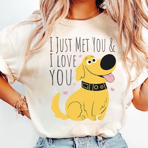 Disney Pixar UP Dug I Just Met You Cytat T-shirt, Dug Portret Koszulka, Disneyland Trip Family Dopasowane Stroje, Magic Kingdom Koszulka