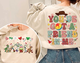 Disney 2-Sided Toy Story Christmas You've Got A Friend In Me Shirt, Disney Toy Story Christmas Lights Balloon Shirt, Xmas Party 2026 Shirt