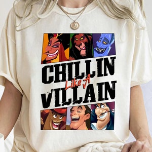 Retro Disney Schurken Gruppe Shirt, Chillin wie ein Bösewicht Bad Guys Shirt, Scar Hades Jafar Captain Hook T-Shirt, Disneyland Familienausflug