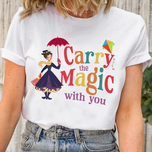 レトロなメリーポピンズ 魔法の杖シャツ、ディズニーの誕生日プレゼント、ディズニーランドの家族お揃いシャツ、ウォルトディズニーワールド、アニマルキングダム