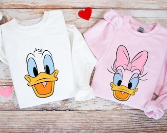 T-shirt grand visage Disney Donald et Daisy Duck, chemise Daisy Duck, chemise Mickey et ses amis, chemise pour couples Disney, tenues assorties Disneyland